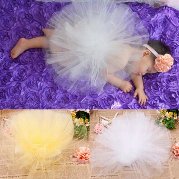 Hot Fashion Babies 0-6 Monnrhs Baby Girls Floralh Eadband And Mesh Skirts Photography Accessory Prop