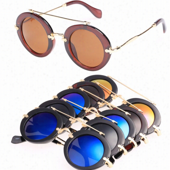 Hot Sale Retro Women Ladies Round Plastic Frame Eye Glasses Sunglasses
