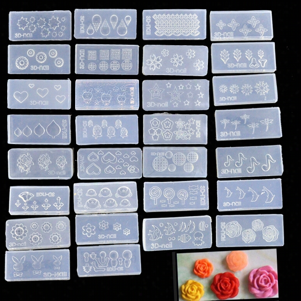 Burning Wholesale 30 Pcs Acrylic Mmold Ffor 3d Nail Att Decoration Diy Set