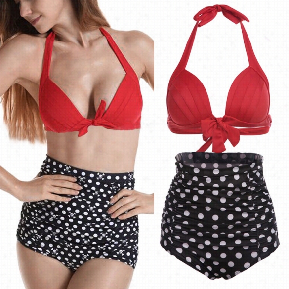 Lady Women's Sexy High Waist Push U Haler Swimwear Dto Bikini Set