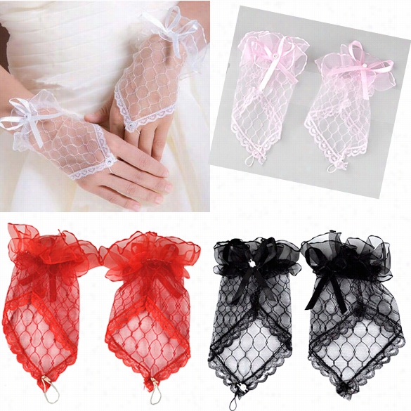 New 1 Pair Ni Ce Sexy Fingerless Wedding  Evsning Party Dress Lace Short Brjdal Gloves 4 Colors