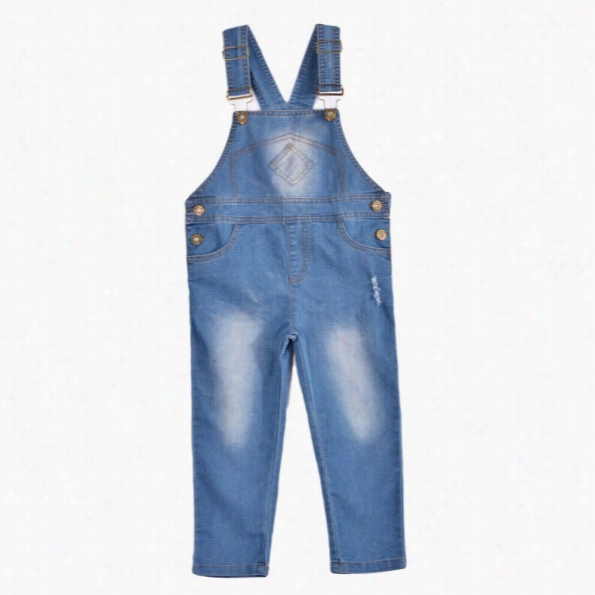 New Chte Kids Girls Casua Fashion S Olid Suspender Denim Jeans Jumpsuit