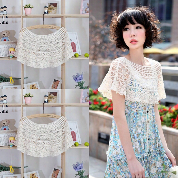 New Fsahion Korean Style Summer Women Short Shawl Knit Crochet Hollow Smock