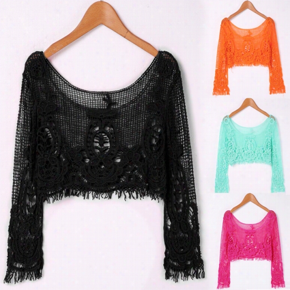 New Fashion Stylish Lady Women O-neck Longs Leeve Knitwear Ttop Blouse