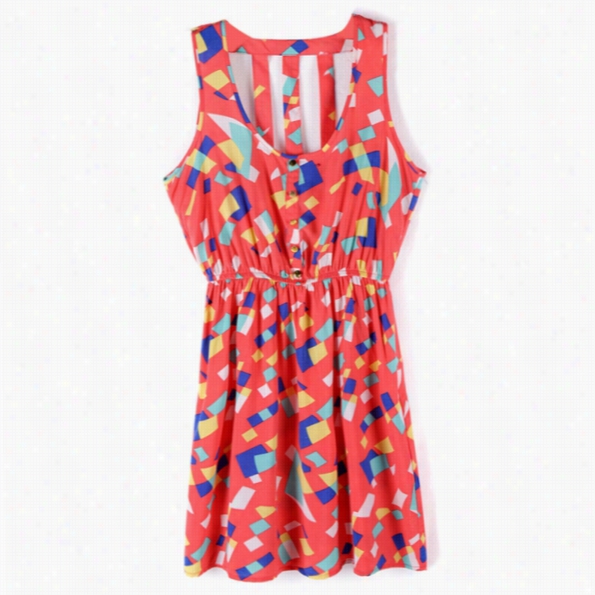 New Fashio Wo Mens Casual Dress Geoetric Print Colorful Party Dress