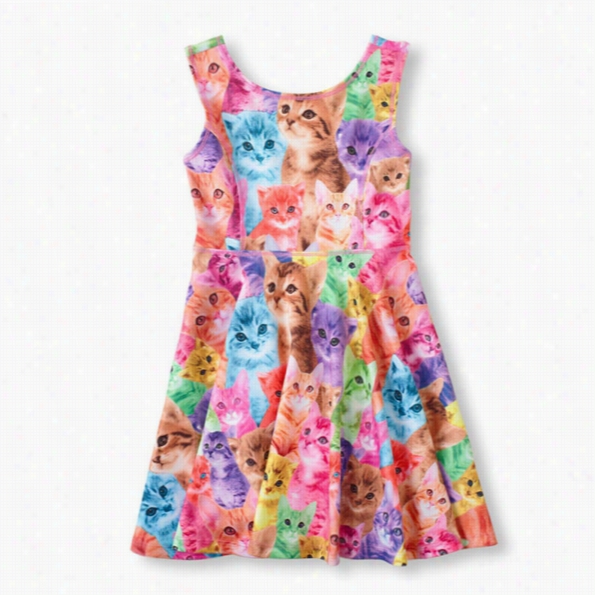 New Kids Girls Fashion O-neck Sleeveless Cuet Animals Print A-linne Dress