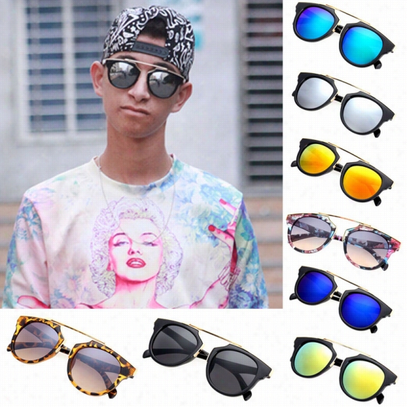 New Lady  Women's Outdoor Round Glass Metal Casing Full Frame Sunglasses