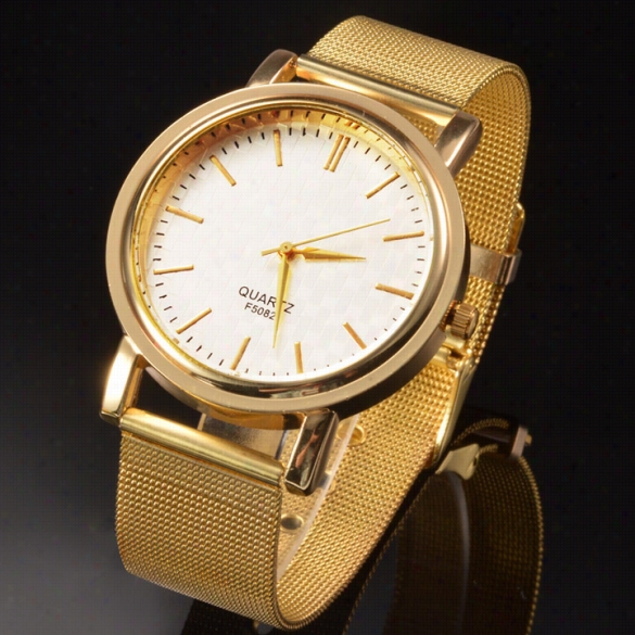 New Men Or Wonen Golden Elegant Nef Dial Quarrz Clock Huors Bracelet Wrist Watch