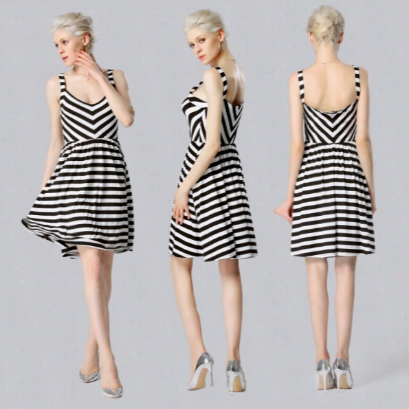 New Stylish Lady Women's Way Striled Strap V-neck Sleeveless Mini Dress