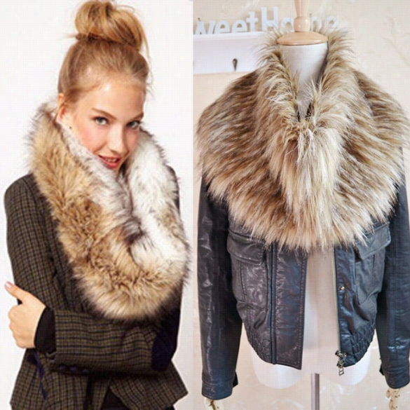 New Tylish Winter Scarf Women Faux Fur Elegant Pullove Wool Blend Scarf Winter Collars