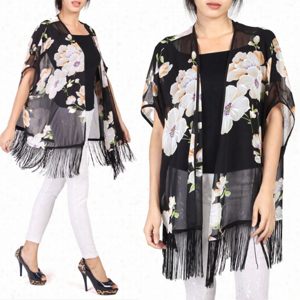 New Vintage  Retro Boho Hippie Accidental Chiffon Top Kimono Blazer Jacket Blouse
