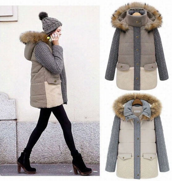 New Winetr Women People Of ~ Down Jackets Single--breasted Faux Fur Long Sleeved Coat Jacker