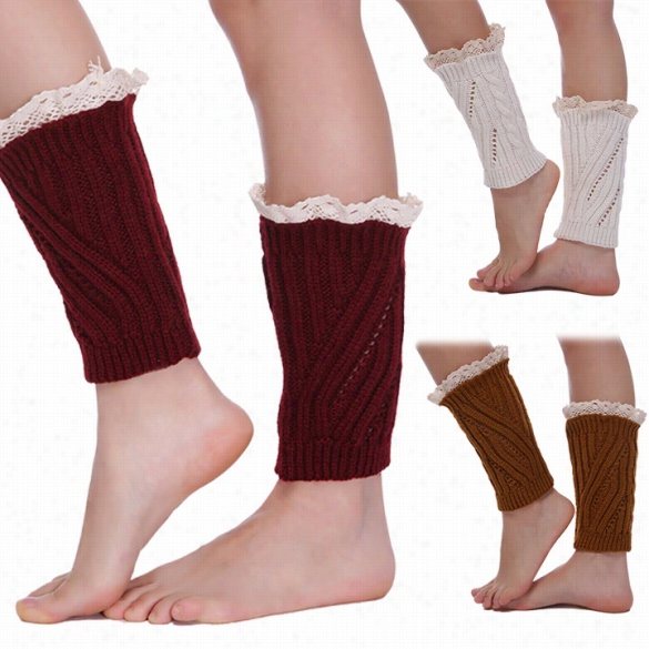 New Women's Fashion Winter Warm Lace Crrochet Knitted Girls Gaiters Boot Socks