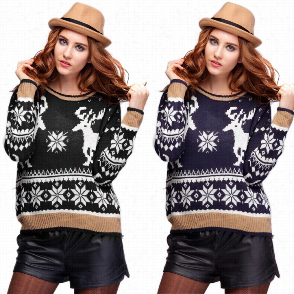 Pullover Christmas Pertaining To Living Beings Women Geometry Long Sleeeve Knitted Warm Sweater