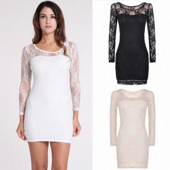 Sexy Women Bandage Ffloral Hollow Lace Outfit Evening Clubwear Bodycon Club Dress Party Dress