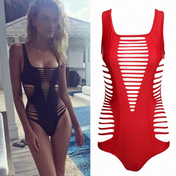 Sexy Women Hollow Out One-piece Bikini Bandage Monokini Sswimsuit Bathing Swimear