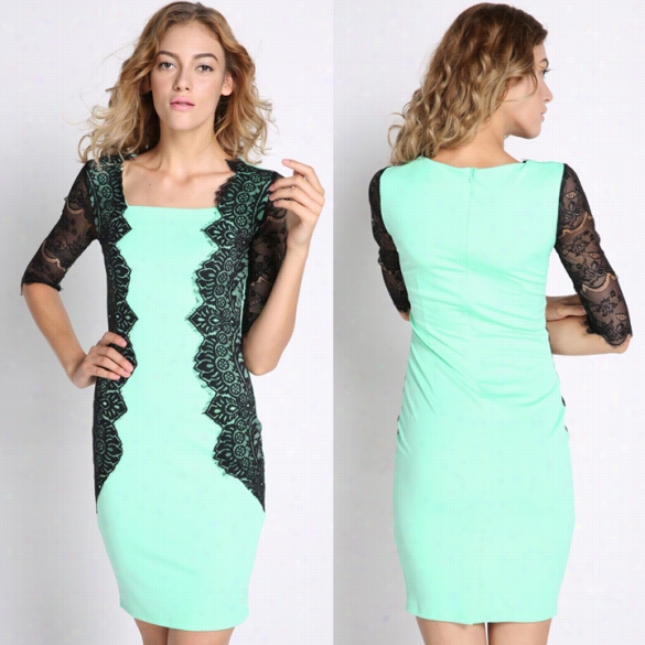 Sexy Womenns Ladies Vintsge Floral Lace Colorb Lock Wear To Work Party Pencil Case  Dress