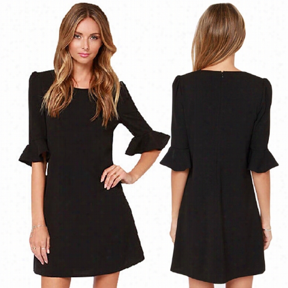 Stylish Enw Fashion Office Lady Women's Casual Party Procedure Crew Neck Sweat Elegant Dress