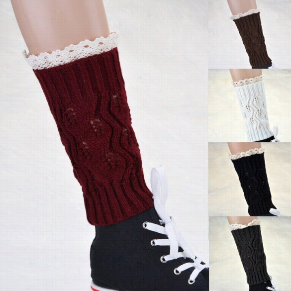 Stylish Repaired Gurl's Kidsw Arm Join Boot Cuff Lace Boot Topprrs Knit Leg Warmers Boot Ocks Cuffs