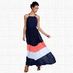 New Fashion Lady Women's Sleeveless O-neck Patchwork Straps Loose Beach Dress
