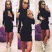 New Fashion Women Sexy Slim Bodycon Turtle Neck Off Shoulder Elastic Mini Dress