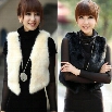 Short Design Womens Female Faux Fur Leather Vest Outerwear Coat waistcoat