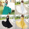 Women Fashion Elegant Chiffon V Neck Sleeveless Tank High Waist Frilly Solid A-Line Long Dress