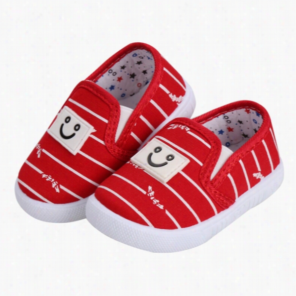 U Nisex Baby Girls Boys Str Iped Canvas Prewalker Sneaker Toddler Shoes