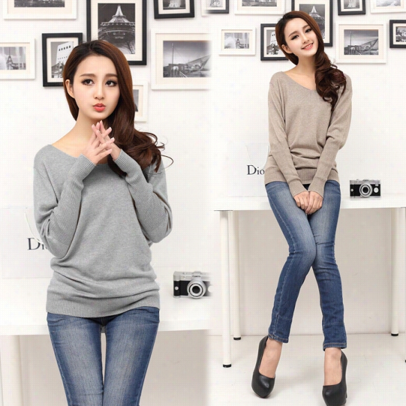 Women Wool Sweater Fashion  Winter Thick Knittng Long Sleeve V-neck Women Warm Pullover