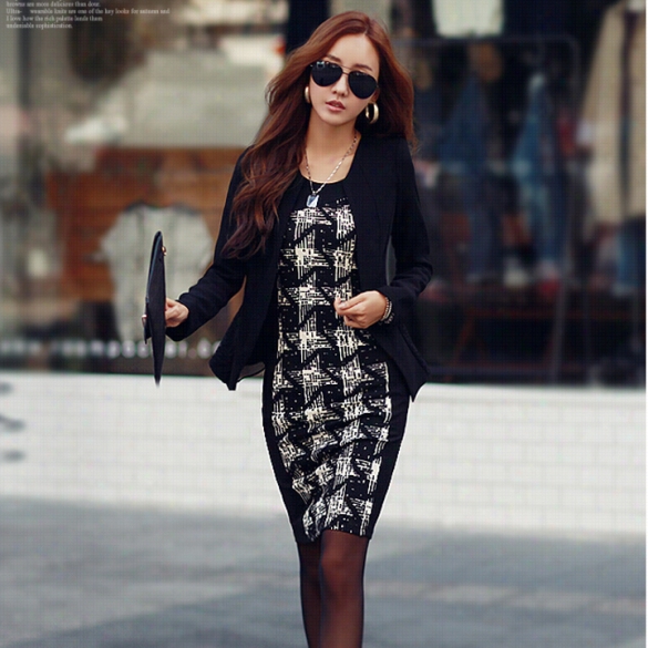 Women's Long Sleeve Patchwork Plaid Evening Party Cocktail Ddress  Mini Skirt