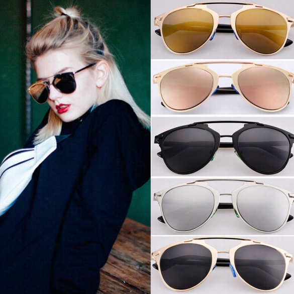 Women's Sun Glasses Retro Oval Dual Horizontal Beam Fill Frame Sunglasses 6 Colors