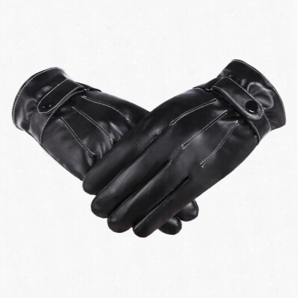 Zeagoo Fashion Unisex  Gloves Wniter Warm Synthetic Leather Driving Gloves With Fleece