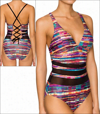 Aerin Rose Le Marais Swimwear One  Piece Lace Up Style 16-lema-145
