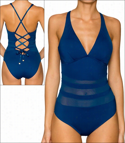 Aer1n Rose Mediterranean Swimwear One Piece Laceup Style 16-medi-145