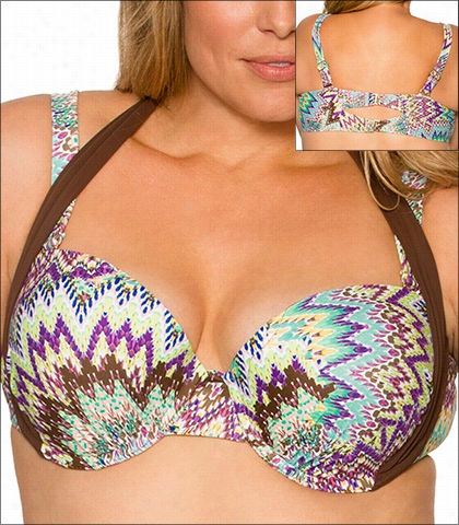 Curv Sunburst Swimwear Top Bikini Halter Bandeau 16-sunb-360t