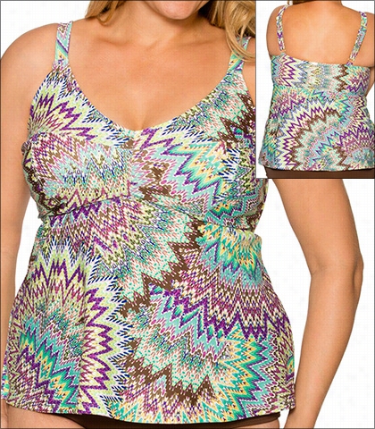 Curve Sunubrst Swimwear Top Tankini Ubderwire 16-sunb-391t