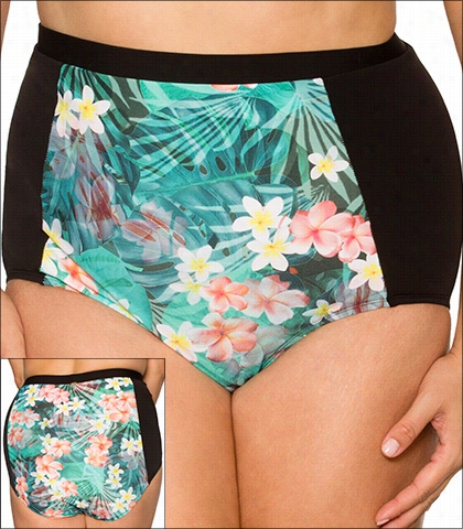 Curve Tropical Oasis Swmiwear Bottom Brief Proud Waist 16-troa-304b