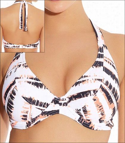 Frwyya Castaway Underwire Padded Banndedd Halter Bikini Top Style 3832-lh