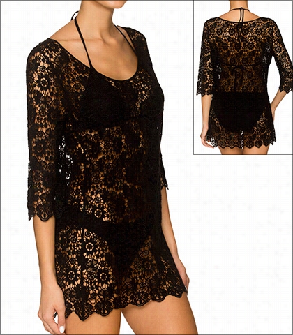 Laavish Black Crochet Dress  Swimwear Acc Essory Style 804-blcr