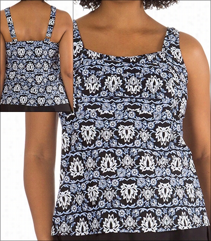 Mazu Square Neck Underwire Tankini Top Style 768 In Black And White Print