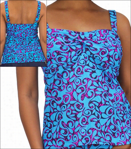 Mazu Twist Front Tsnkini Top Sty Le 1066 In Cyan Print