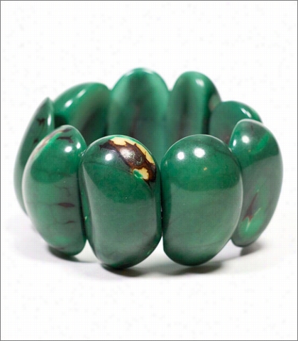 Organic Tagua Jewely Agua Nut Unique Artisan Hcunky Staatement Br Acelet Style 1b118 In Colir Forest Green Grain