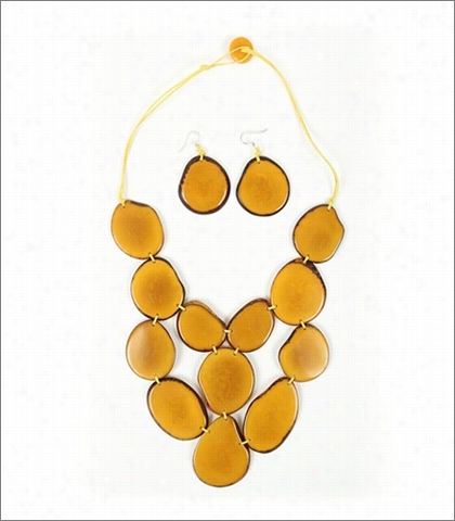 Organized Tagua Jewelry Waterfall Handcrzfted Radical Cascading Necklace An Dearring Set Style Lc205 In Color Amarillo