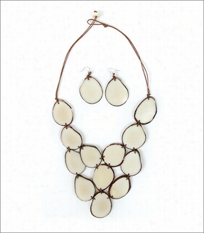 Organic Tagua Jewelry Wate Rfall Handcrafted Organic Cascading Necklace And Earring Set Style Lc205 In Complexion Natural Ivory