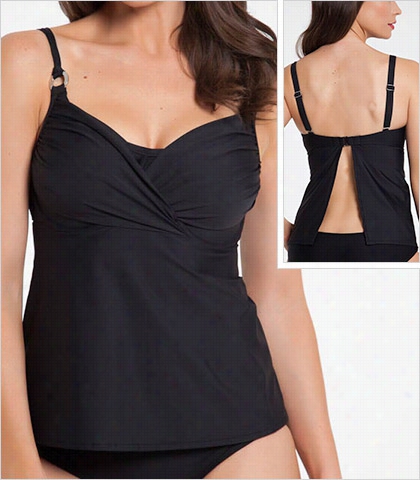 Cup Sized Underwire Tankini Top With Cross Front Overrlay And Flyaway Back Style 152