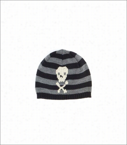 Knitted Striped Beanie With Skull Style Knk3350 For Kids