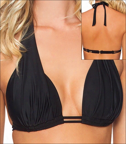 Sunsets Black Swimwear Top Bikini Halter Style 16-blck-64t