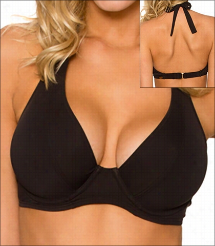 Susets Black Swimweartop Bikini Underwire Halter Style 16-blck-51efgh