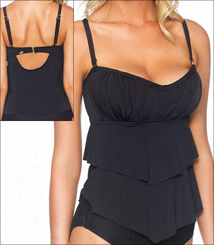 Sunset Black Swimwear Top  Tankin I Style 16-blck-54efgh