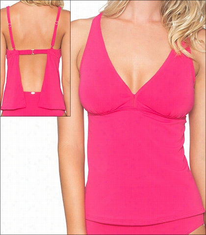 Sunsets Pink Rosette Swimwear Top Tankini Underwire Style 16-piro-86t